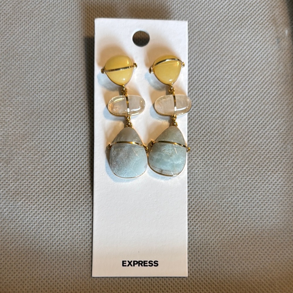 Express Yellow and Blue Stud Earrings Minimalist Design